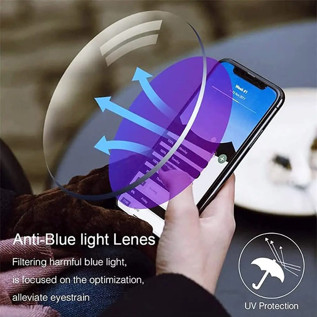 Yiushing Color Glint Sapphire High Hardness Anti-blue Progressive Reading Glasses +3.00/65-70 Age | Unisex - view 4