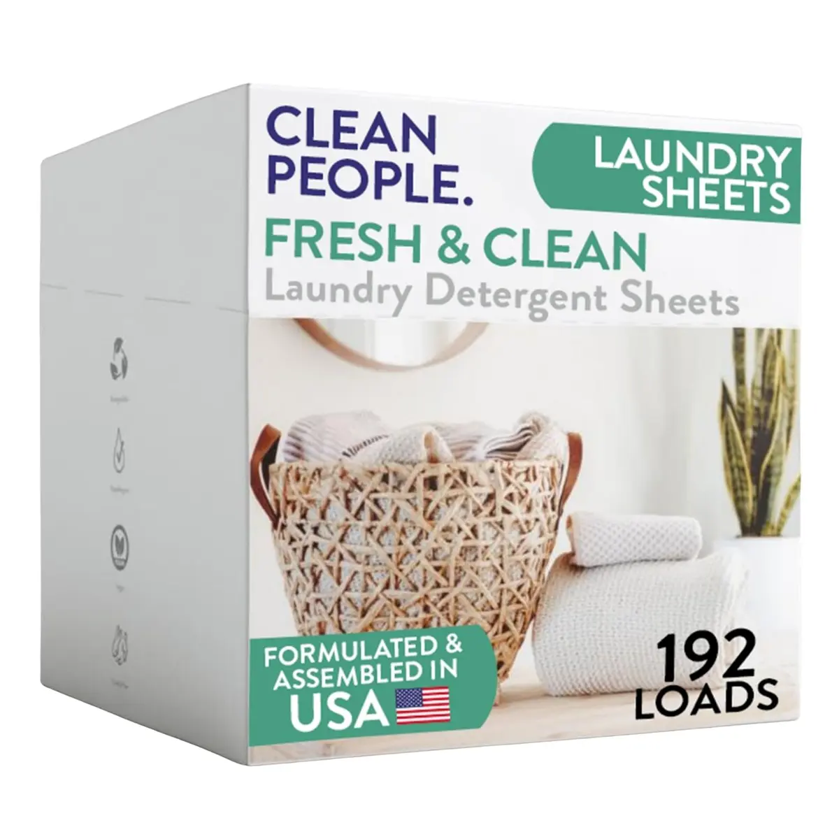 THE CLEAN PEOPLE Laundry Detergent Sheets Fresh Scent 192 Count | Eco-Friendly Concentrated Formula - main product image
