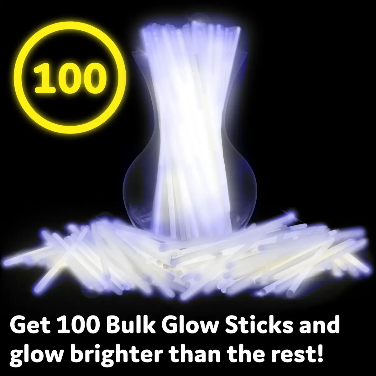PartySticks White Glow Sticks 100-Pack | 10-14 Hour Glow, Waterproof, Kid-Safe - view 4