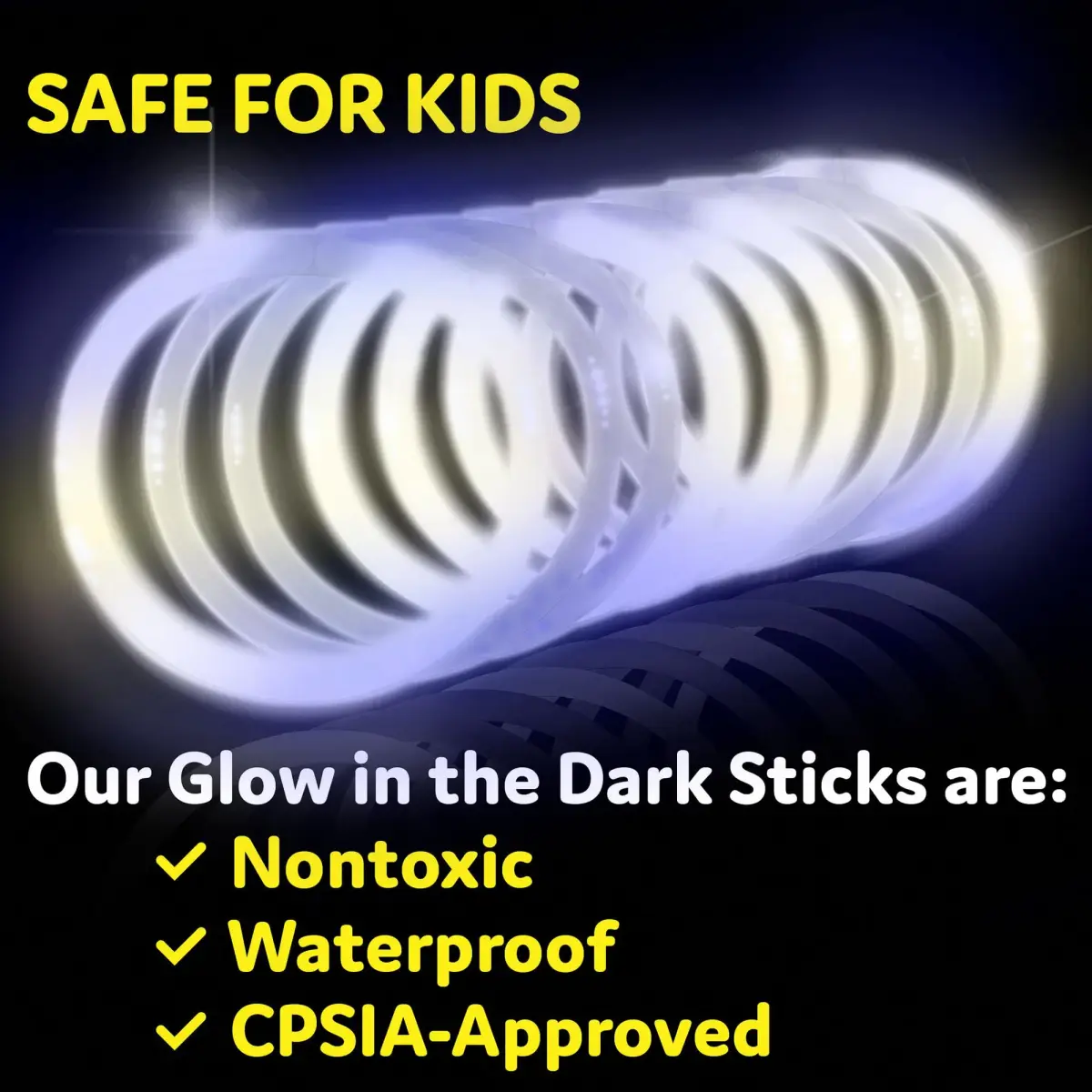PartySticks White Glow Sticks 100-Pack | 10-14 Hour Glow, Waterproof, Kid-Safe - view 6