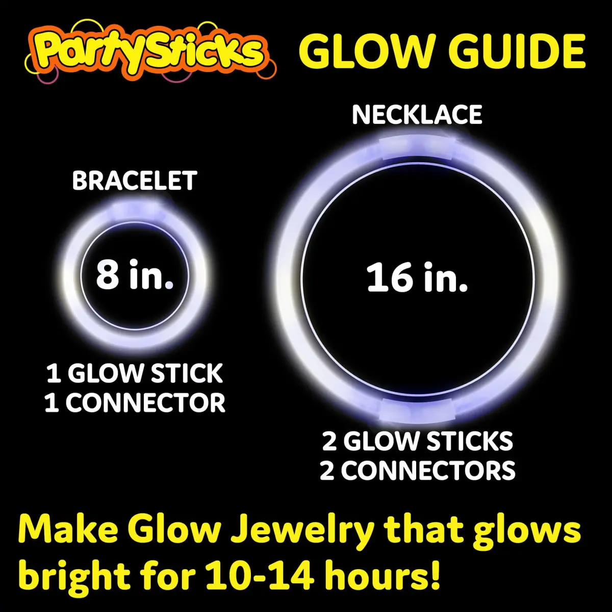 PartySticks White Glow Sticks 100-Pack | 10-14 Hour Glow, Waterproof, Kid-Safe - view 2