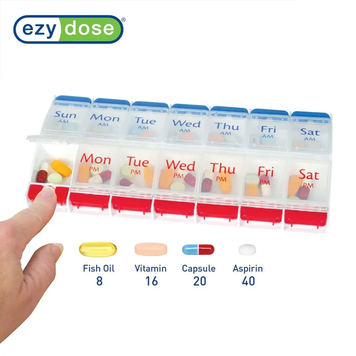 Ezy Dose Weekly AM/PM Pill Organizer X-Large Planner, 14 Compartments | Arthritis Foundation Ease-of-Use Commendation - view 3