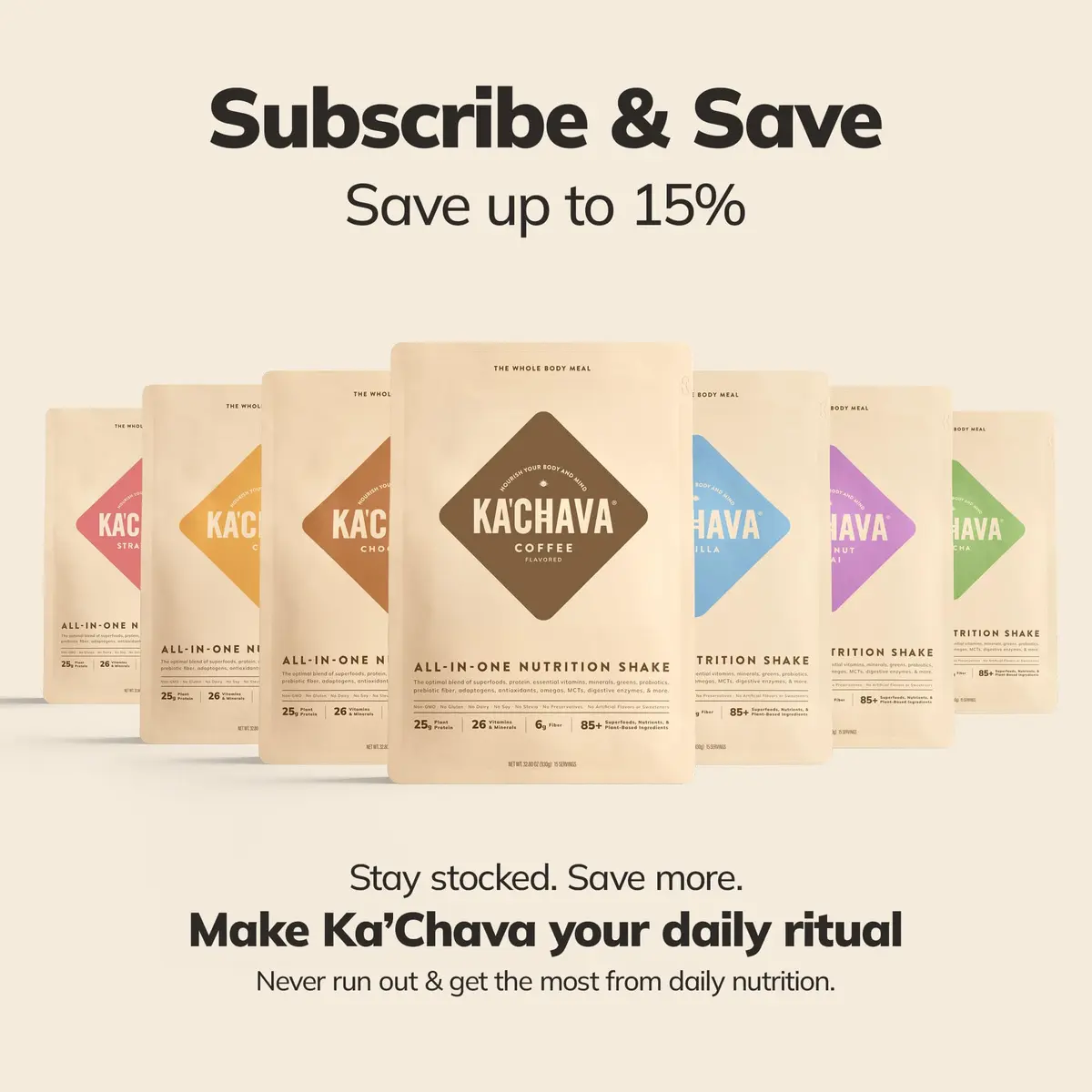 Ka’Chava Whole Body Meal Shake Matcha 15 Servings | Vegan Plant-Based Meal Replacement with 85+ Superfoods & Greens - view 7