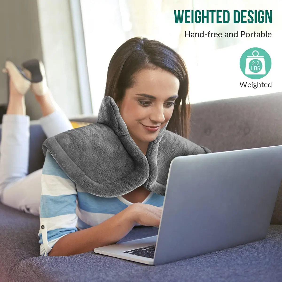 Snailax Large Heating Pad for Neck, Shoulders and Back, 81cm x 56cm (33"x24") | Fast Heating with 6 Settings & Auto Shut-Off - view 6