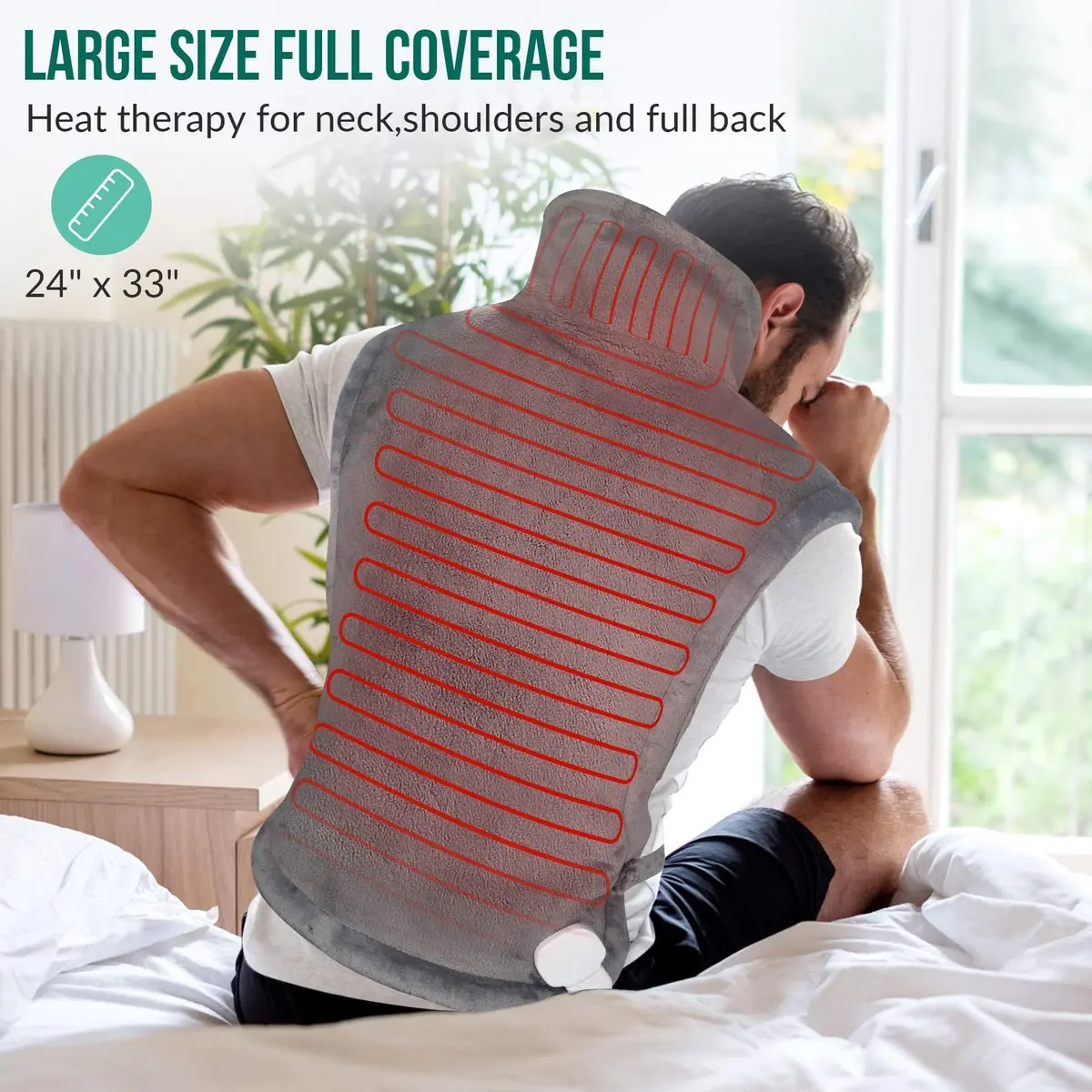 Snailax Large Heating Pad for Neck, Shoulders and Back, 81cm x 56cm (33"x24") | Fast Heating with 6 Settings & Auto Shut-Off - view 2
