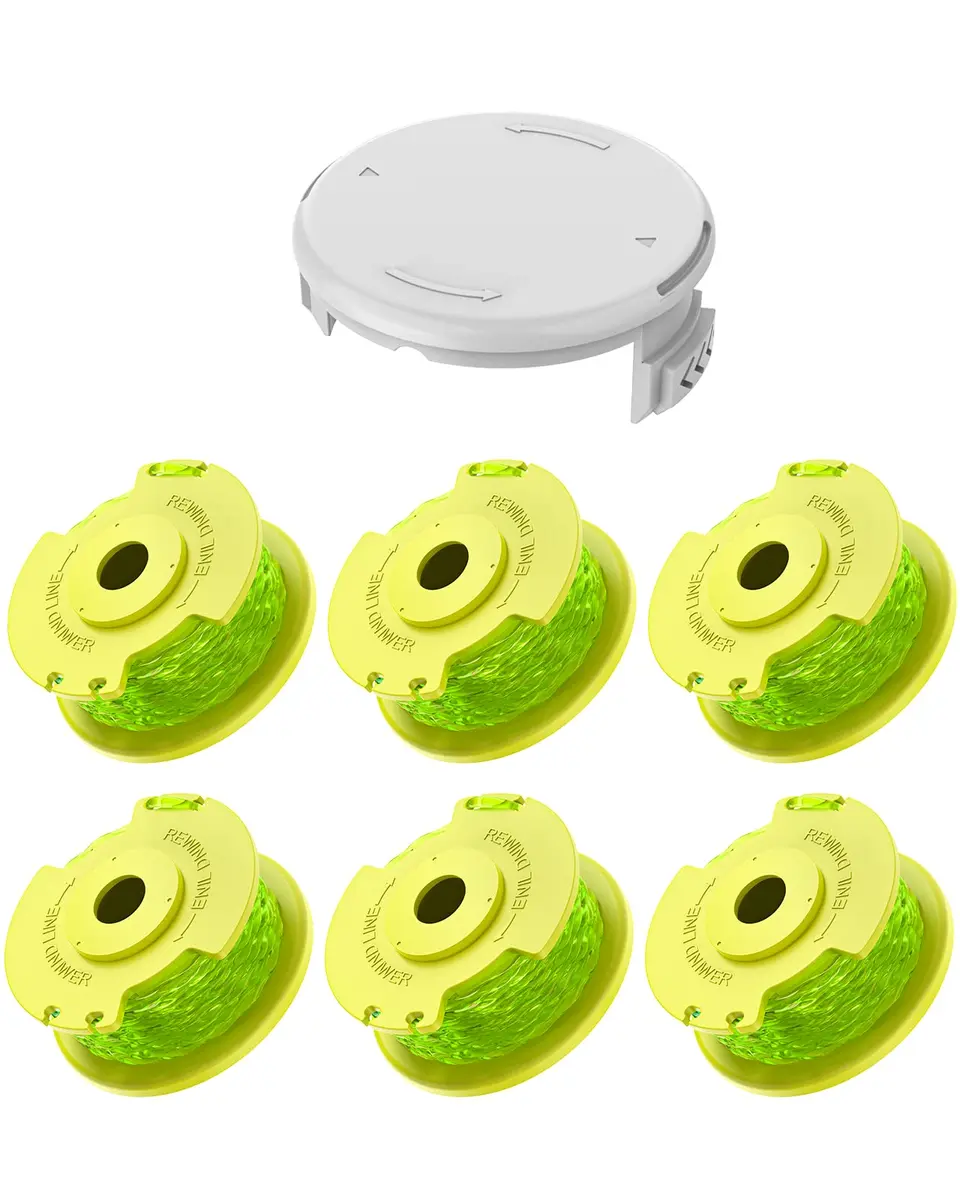 Eventronic Weed Wacker String Replacement for Ryobi ONE+ 0.08'' | 6 Spools & 1 Cap, Compatible with Ryobi 18V/24V/40V Trimmers - main product image