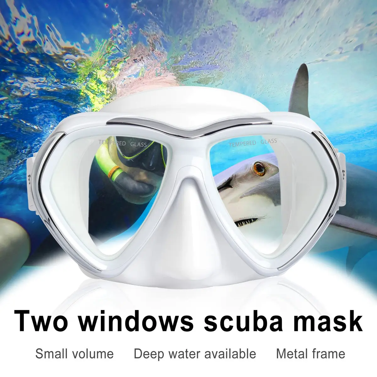 EXP VISION Adult Scuba Diving Mask, Anti-Fog Snorkel Goggles with Nose Cover & Wide Silicone Skirt | Tempered Glass Lens, 180° Panoramic View - view 4