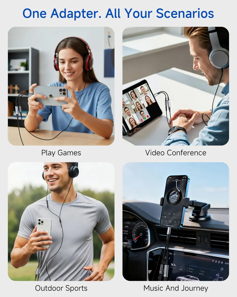 LERTOSEN USB C to 3.5mm Headphone & Charger Adapter | 60W PD Fast Charging, Hi-Res Audio, Compact Design (13cm) - view 6