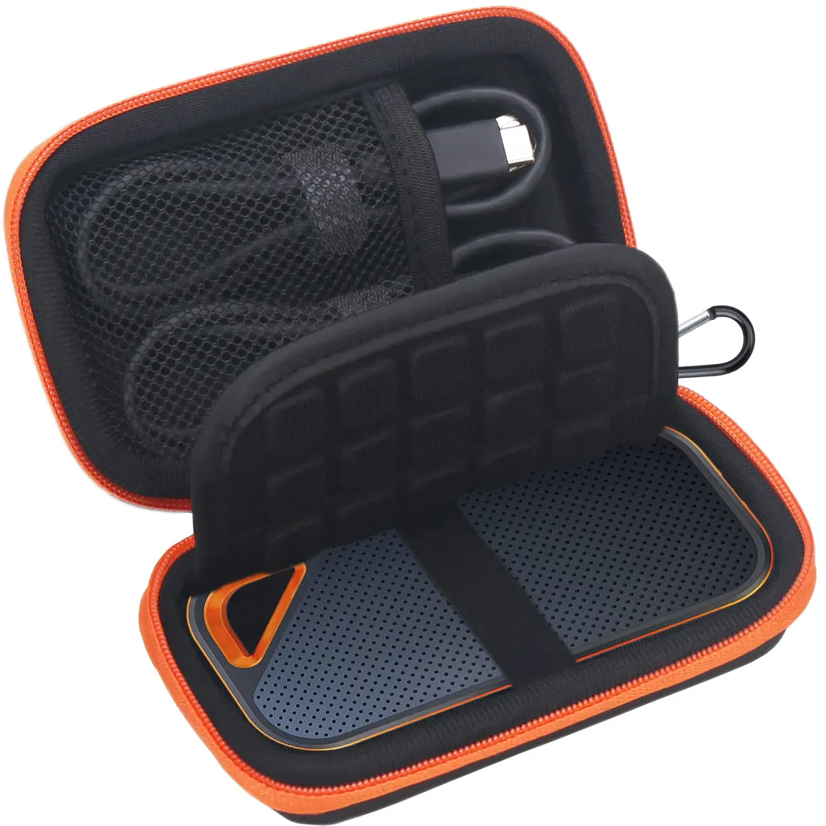 Lacdo Hard Carrying Case for SanDisk Extreme SSD 500GB | Shockproof Water-Resistant Travel Bag, Orange - main product image