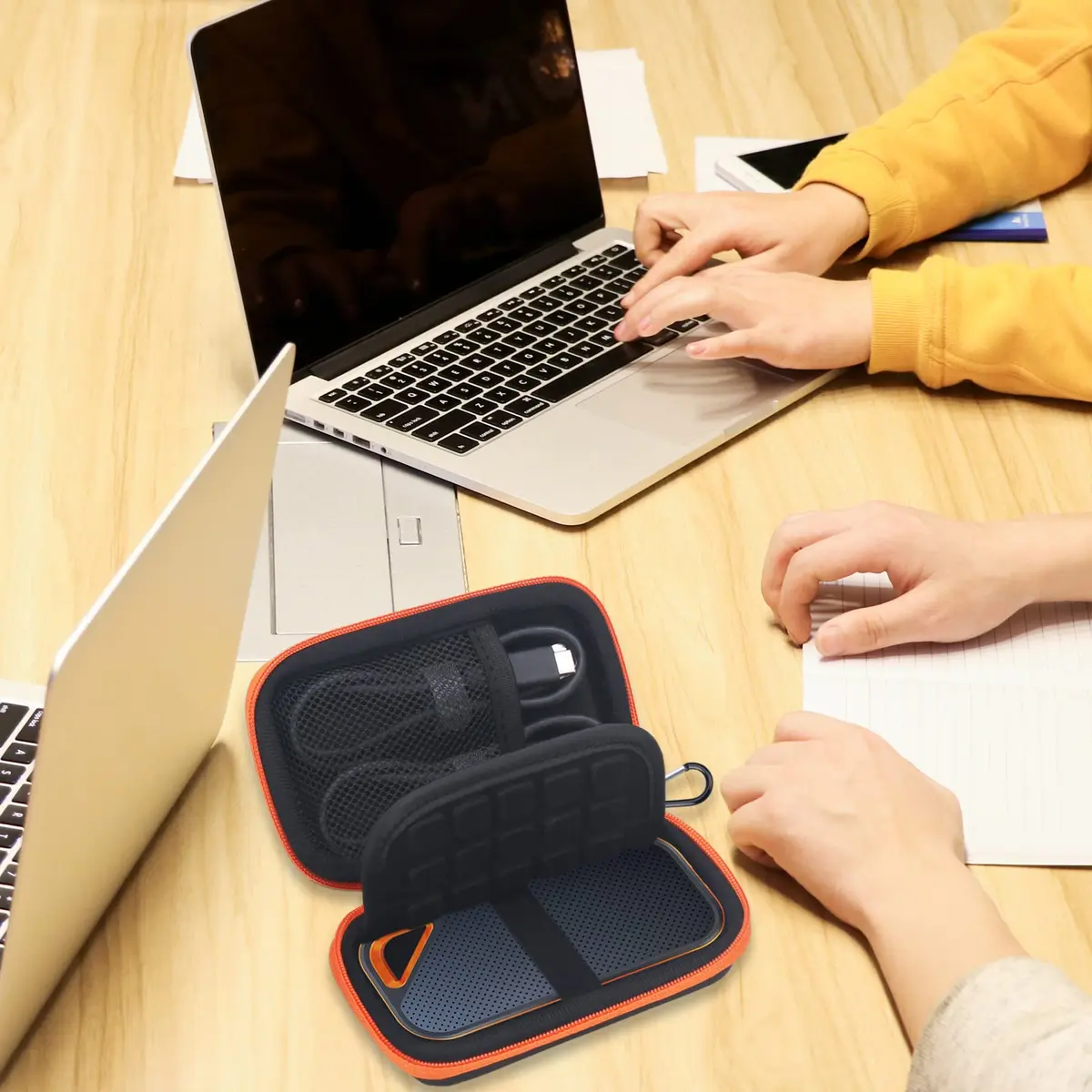 Lacdo Hard Carrying Case for SanDisk Extreme SSD 500GB | Shockproof Water-Resistant Travel Bag, Orange - view 6