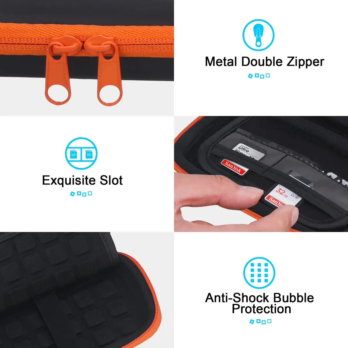 Lacdo Hard Carrying Case for SanDisk Extreme SSD 500GB | Shockproof Water-Resistant Travel Bag, Orange - view 3