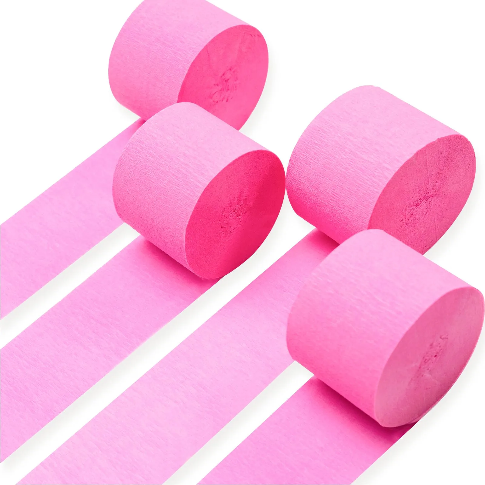 PartyWoo Hot Pink Crepe Paper Streamers (4 Rolls, 328ft Total) | Vibrant Party Decorations - main product image