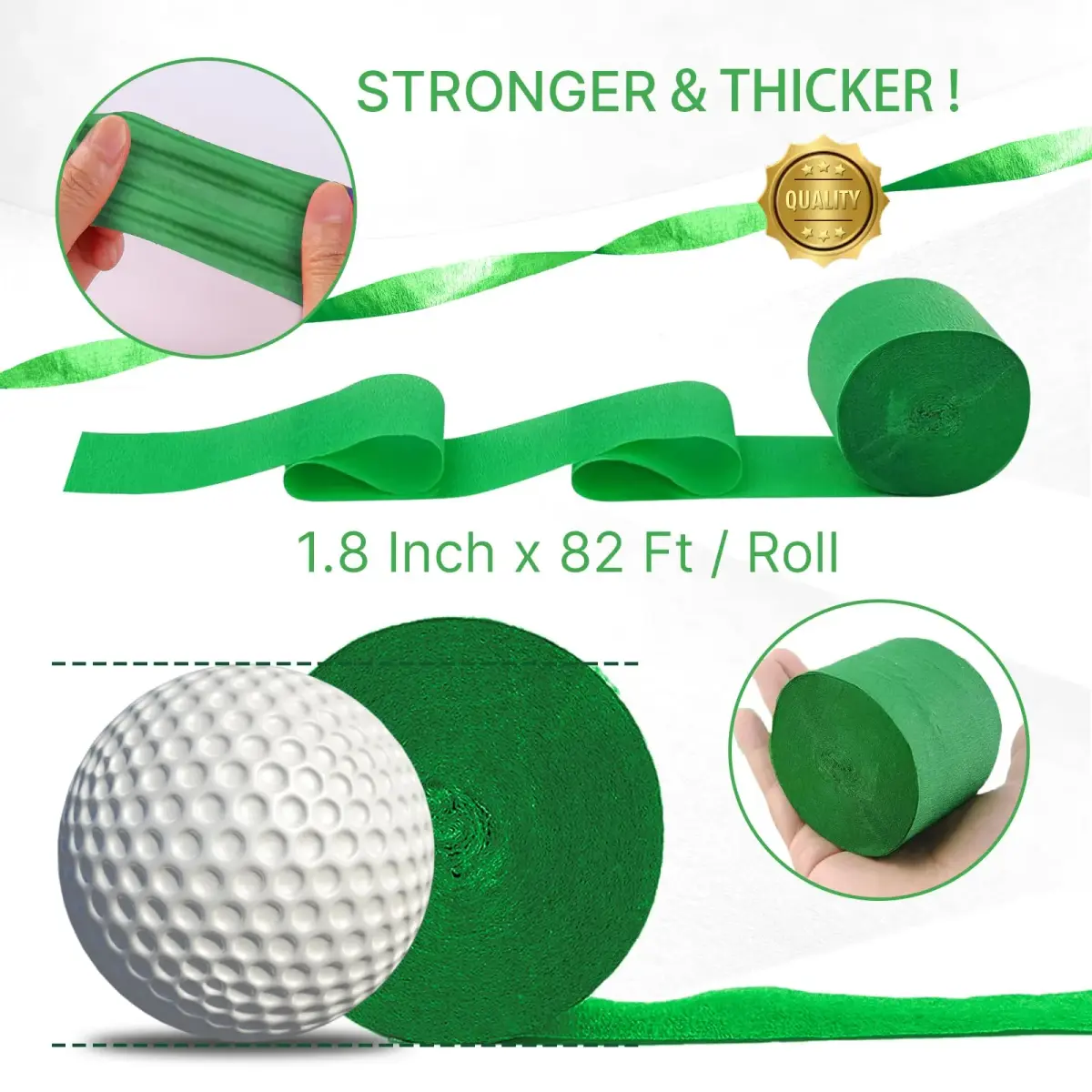 PartyWoo Lime Green Crepe Paper Streamers 4 Rolls 328 FT | FSC-Certified Paper for Parties - view 6