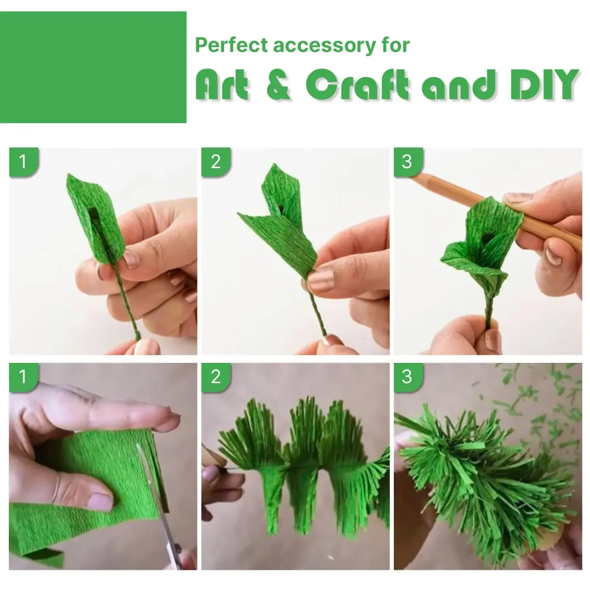 PartyWoo Lime Green Crepe Paper Streamers 4 Rolls 328 FT | FSC-Certified Paper for Parties - view 4