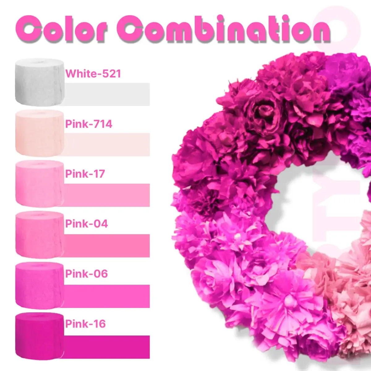 PartyWoo Light Pink Crepe Paper Streamers 4 Rolls, 328 FT Total | FSC-Certified Paper for Parties & Crafts - view 3