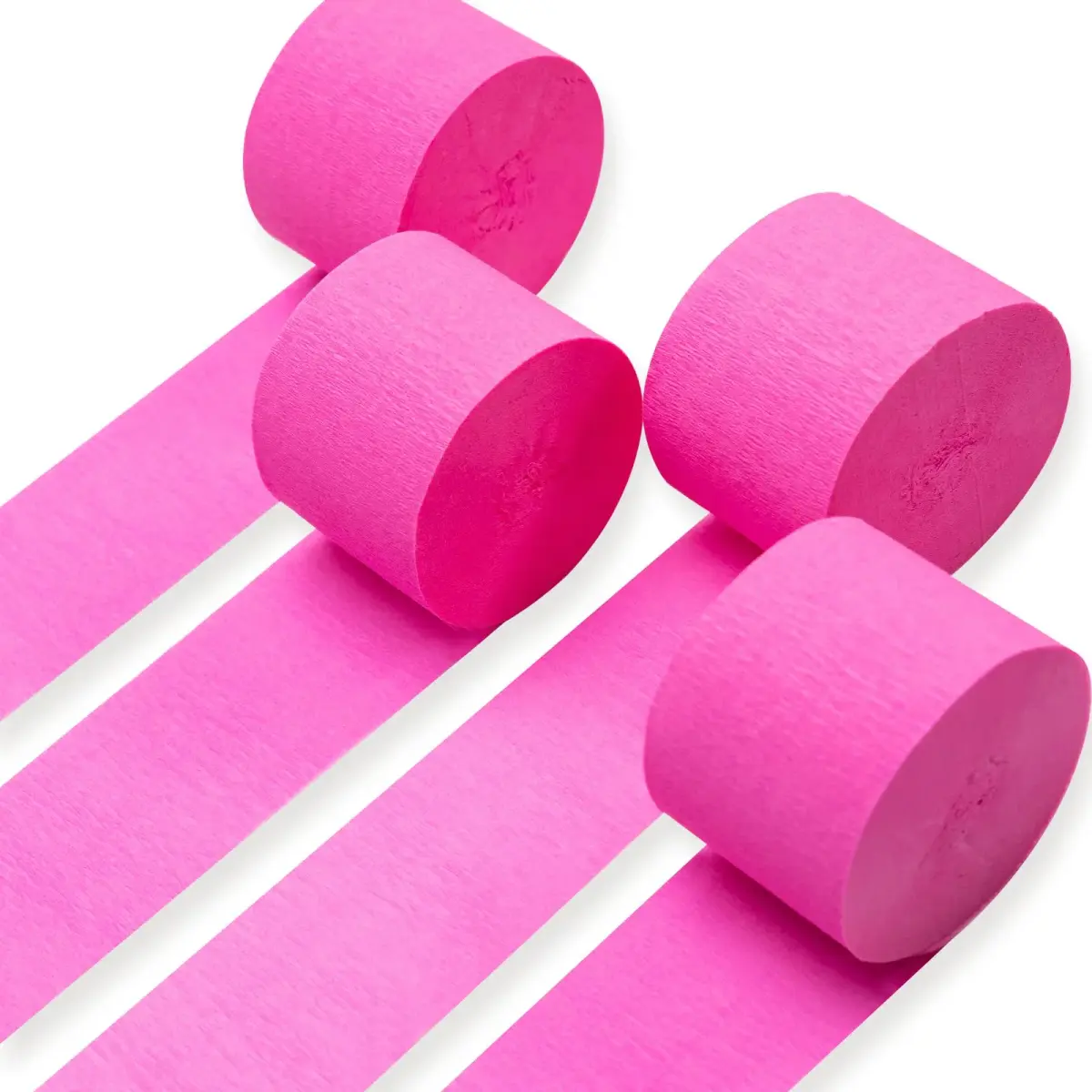 PartyWoo Pink Crepe Paper Streamers 4 Rolls (984 FT Total) | FSC-Certified Paper for Parties - main product image