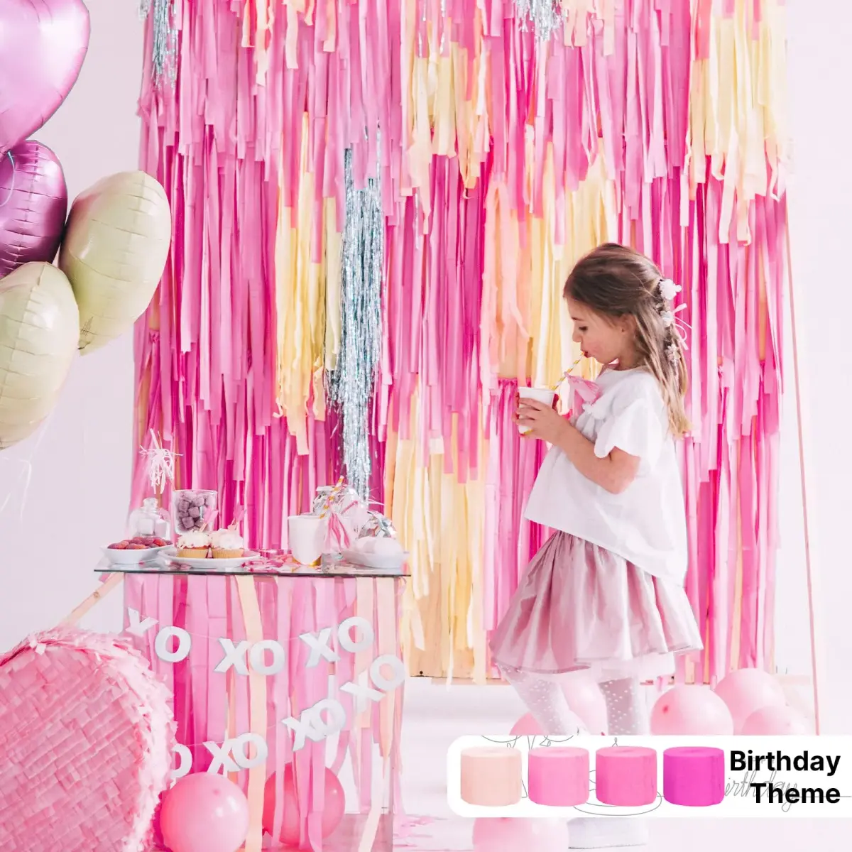PartyWoo Pink Crepe Paper Streamers 4 Rolls (984 FT Total) | FSC-Certified Paper for Parties - view 2