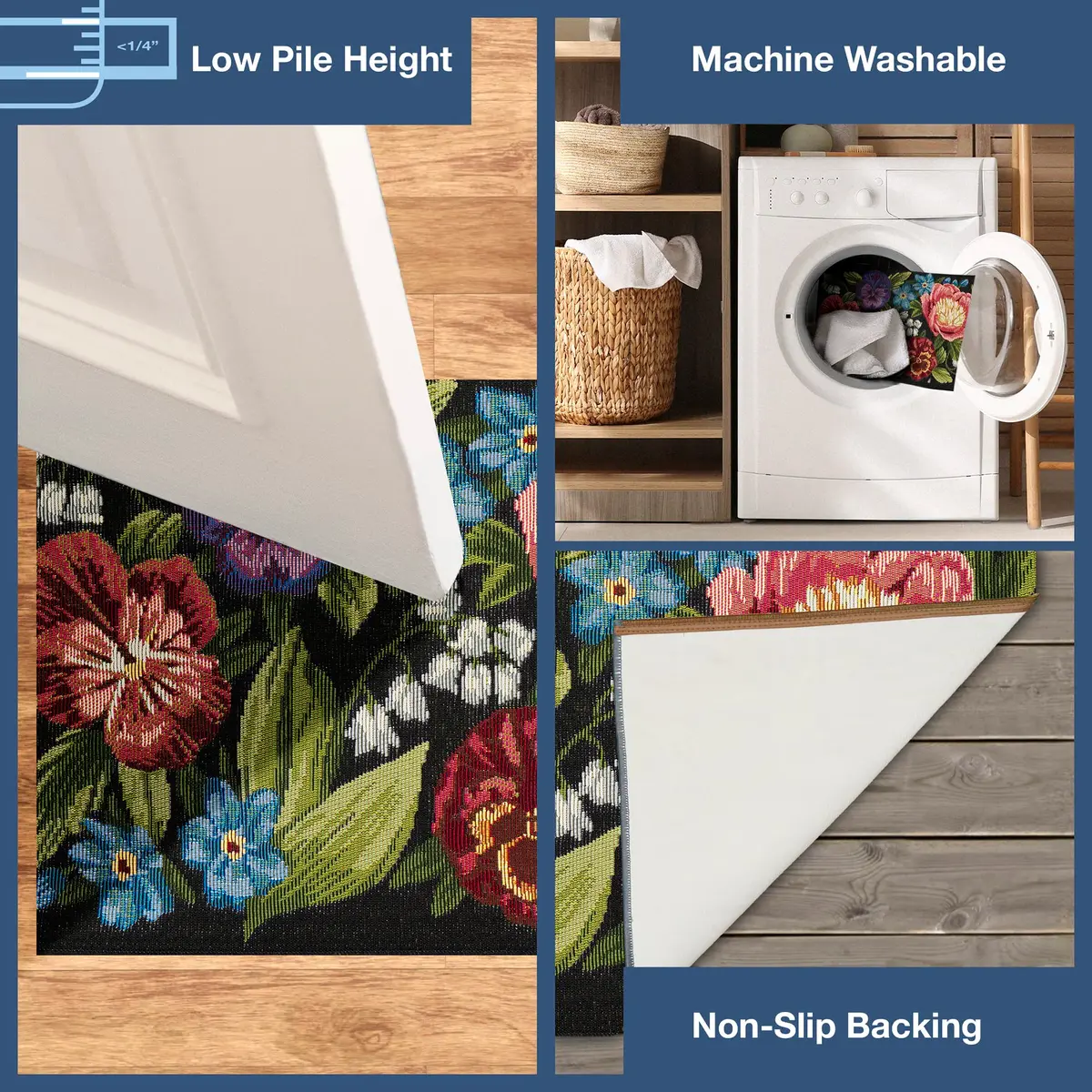 Liora Manne Esencia 1'11" x 4'11" Botanical Indoor/Outdoor Rug | Machine Washable, Non-Slip, Low Profile, Floral Design - view 3