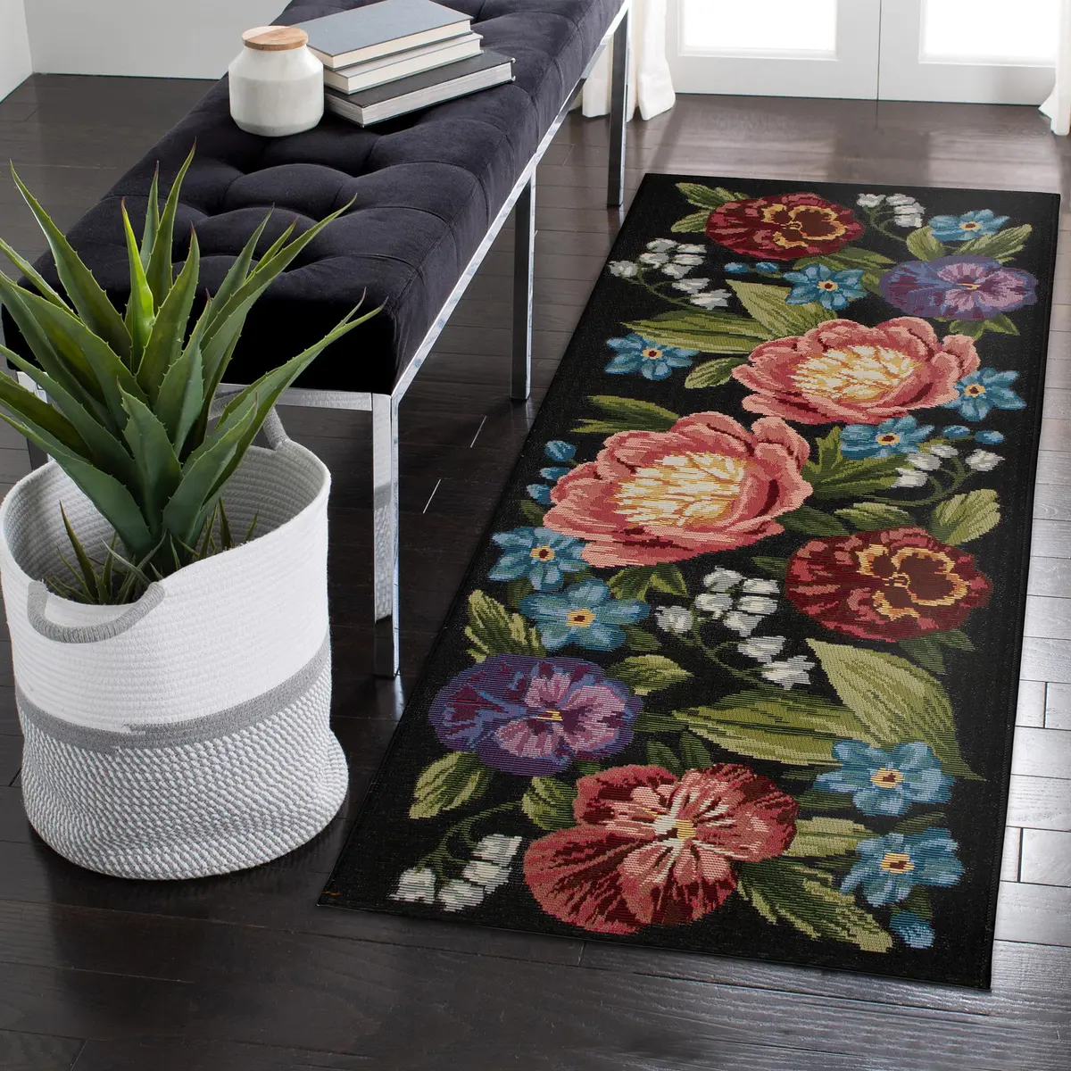 Liora Manne Esencia 1'11" x 4'11" Botanical Indoor/Outdoor Rug | Machine Washable, Non-Slip, Low Profile, Floral Design - view 4