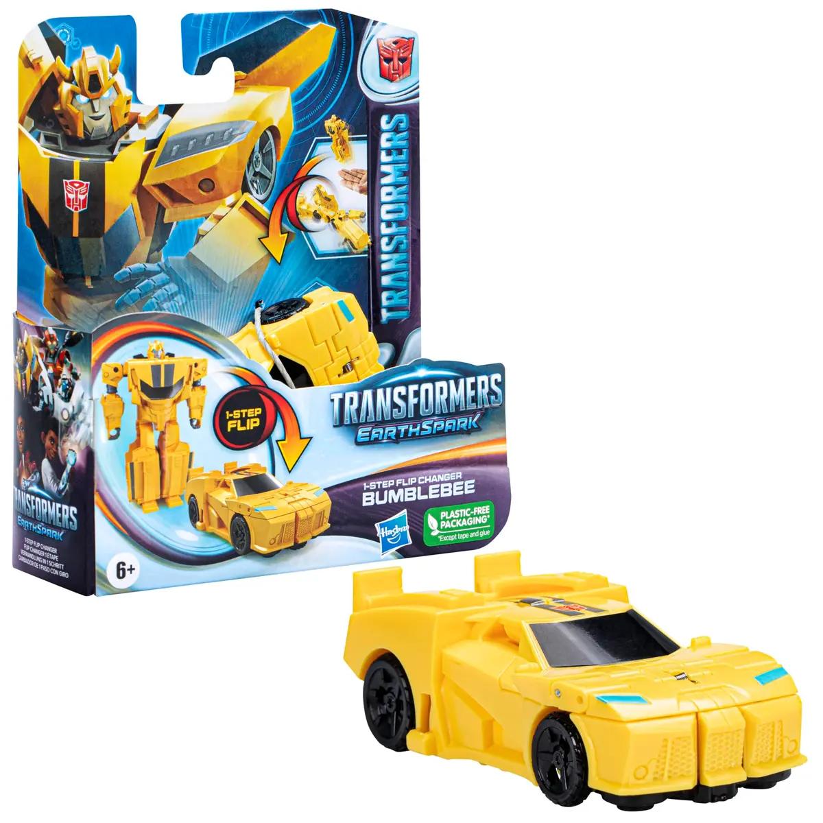 Transformers Toys EarthSpark 1-Step Flip Changer Bumblebee 4-inch Action Figure | Fidget-Fun Robot Toy for Kids 6+ - view 2