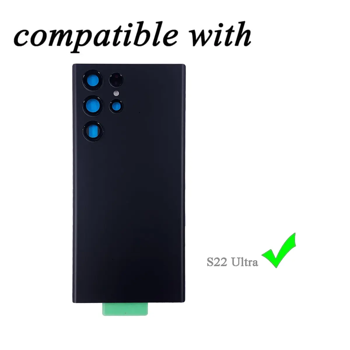 Peixiong Back Glass Cover for Samsung Galaxy S22 Ultra +Repair Tool, Black | Replacement & Repair Kit - view 2