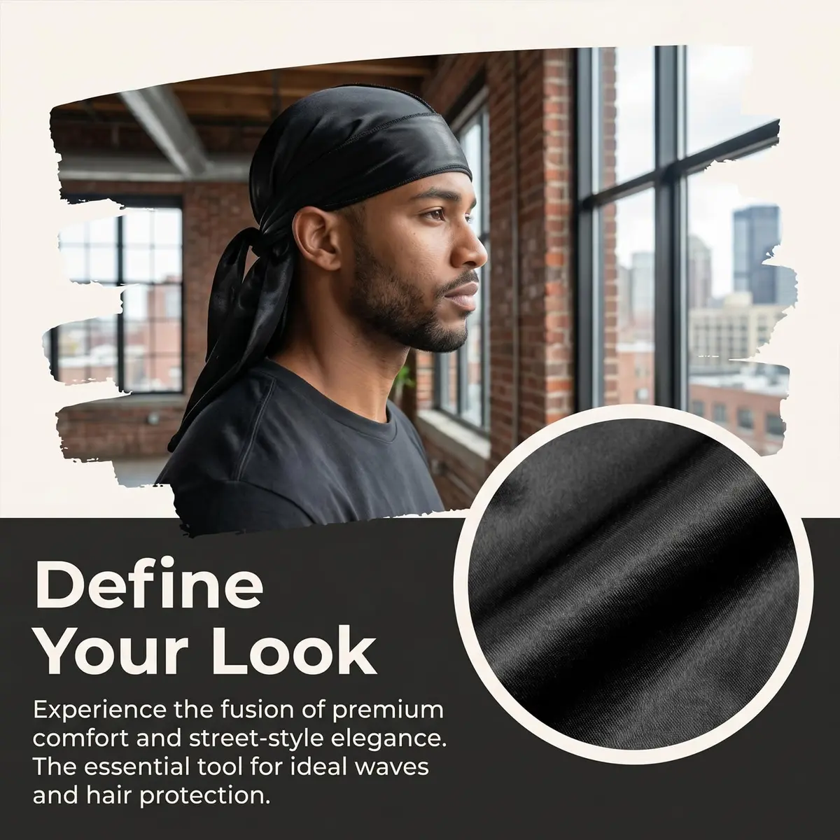 Sdiahoo 3PCS Silky Durags for Men Women Waves | Doo Rag Compression Caps for 360-720 Waves (Purple,White,Black) - view 2