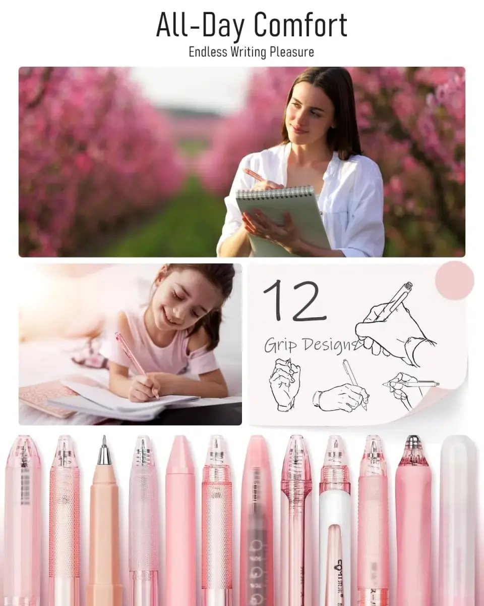 Four Candies Cute Pink Pens, Black Gel Ink, Rose - 12ct, 0.5mm Fine Point | Smooth Writing Instrument - view 6