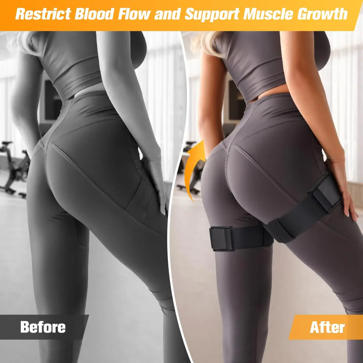 ROSYQUARZ BFR Blood Flow Restriction Bands 35.4'' x 2'' (90cm x 5cm) | Muscle Growth & Glute Activation - view 4