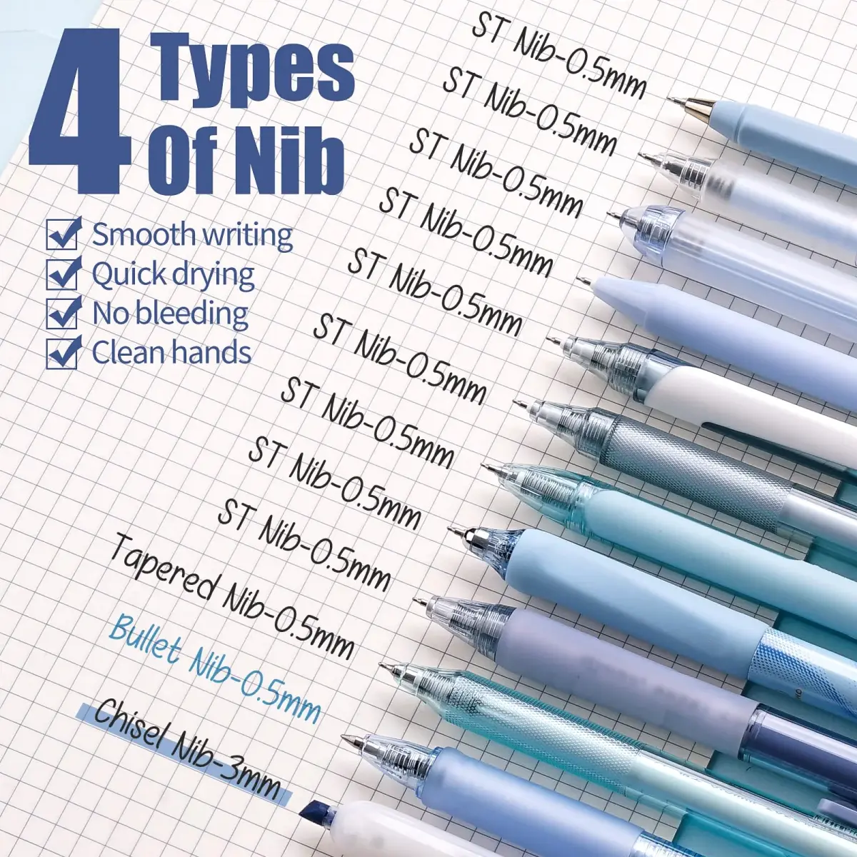 Four Candies Cute Blue Pens, Black Gel Ink, Ocean Series 12ct | Smooth Writing Instrument - view 4