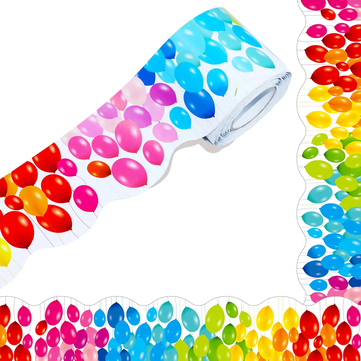 ERKE Colorful Balloons Bulletin Board Borders 60 ft (18.3 m) | Classroom & Office Decor Trim - main product image