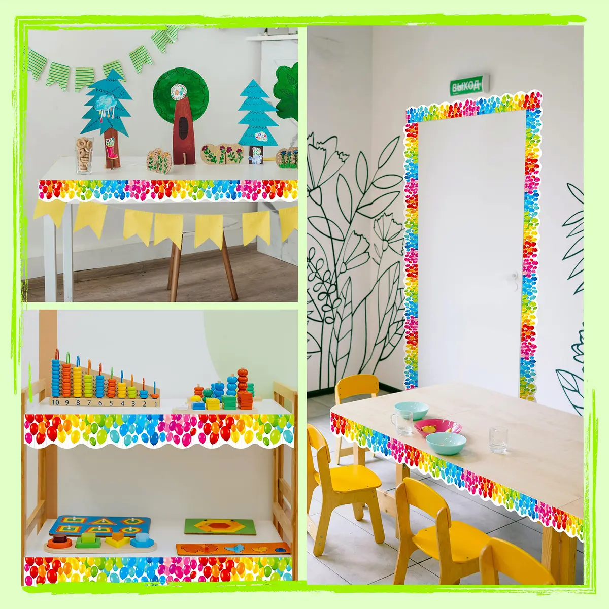 ERKE Colorful Balloons Bulletin Board Borders 60 ft (18.3 m) | Classroom & Office Decor Trim - view 4