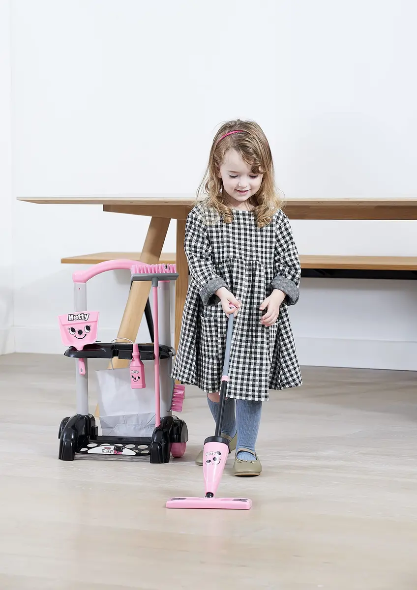 Casdon Hetty Cleaning Trolley - Pink Toy Playset with Mop & Accessories | Realistic Role Play for Kids 3+ - view 4