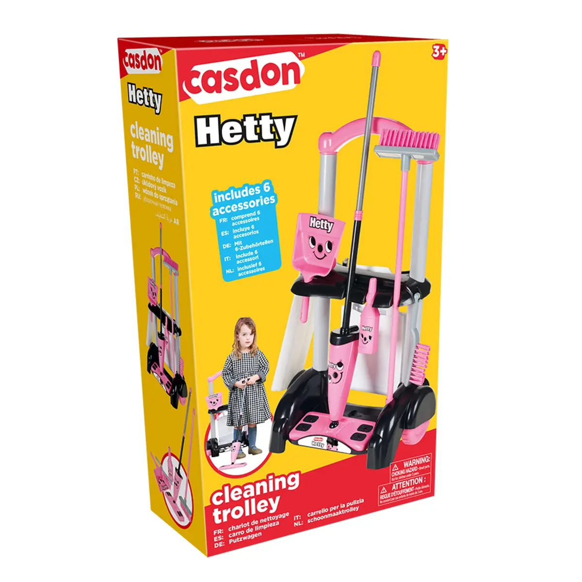 Casdon Hetty Cleaning Trolley - Pink Toy Playset with Mop & Accessories | Realistic Role Play for Kids 3+ - view 6