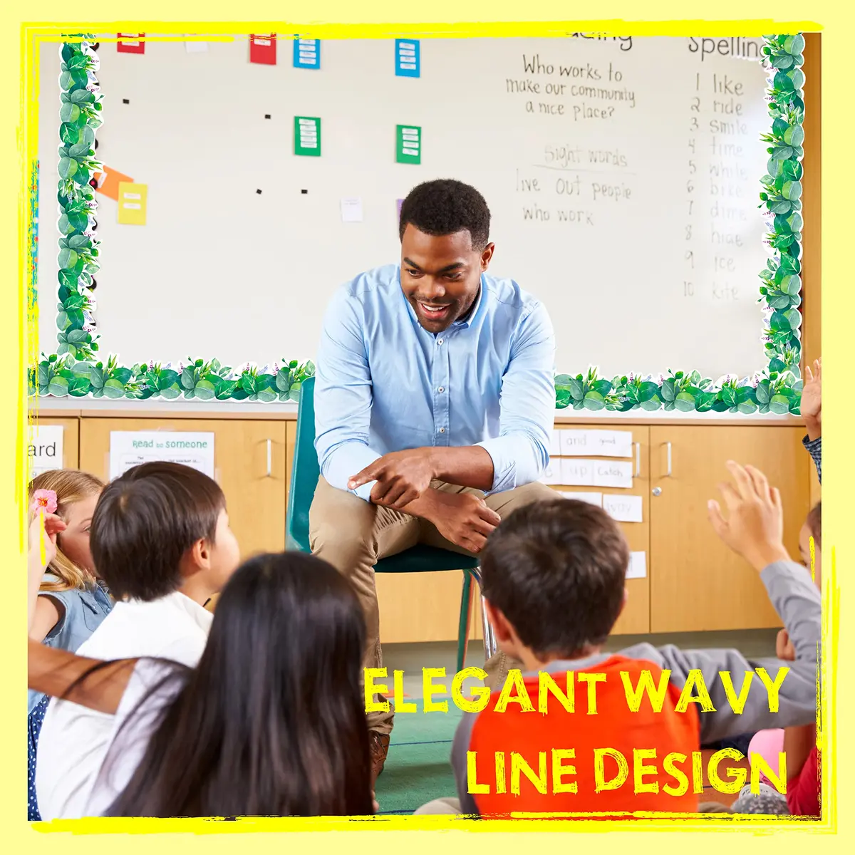 ERKE 60 Feet Scalloped Bulletin Board Borders with Floral & Leaves Patterns, 3 inches Wide | Classroom & Office Decor - view 3
