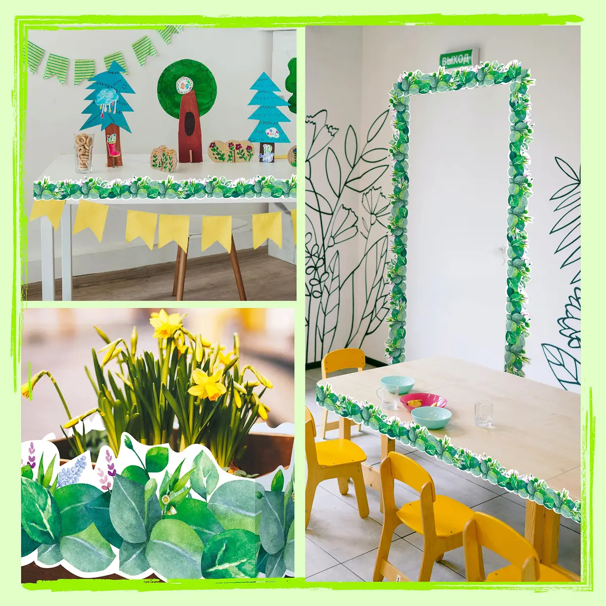 ERKE 60 Feet Scalloped Bulletin Board Borders with Floral & Leaves Patterns, 3 inches Wide | Classroom & Office Decor - view 4