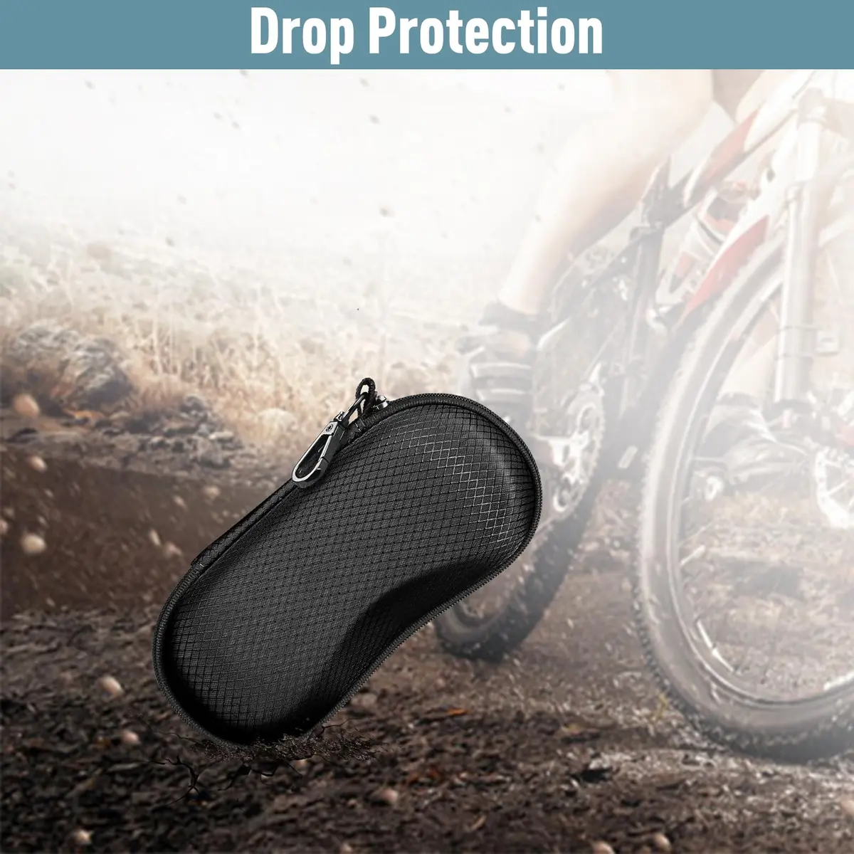 FINTIE Hard EVA Shell Sunglasses Case with Carabiner & Cleaning Cloth | Black - view 8