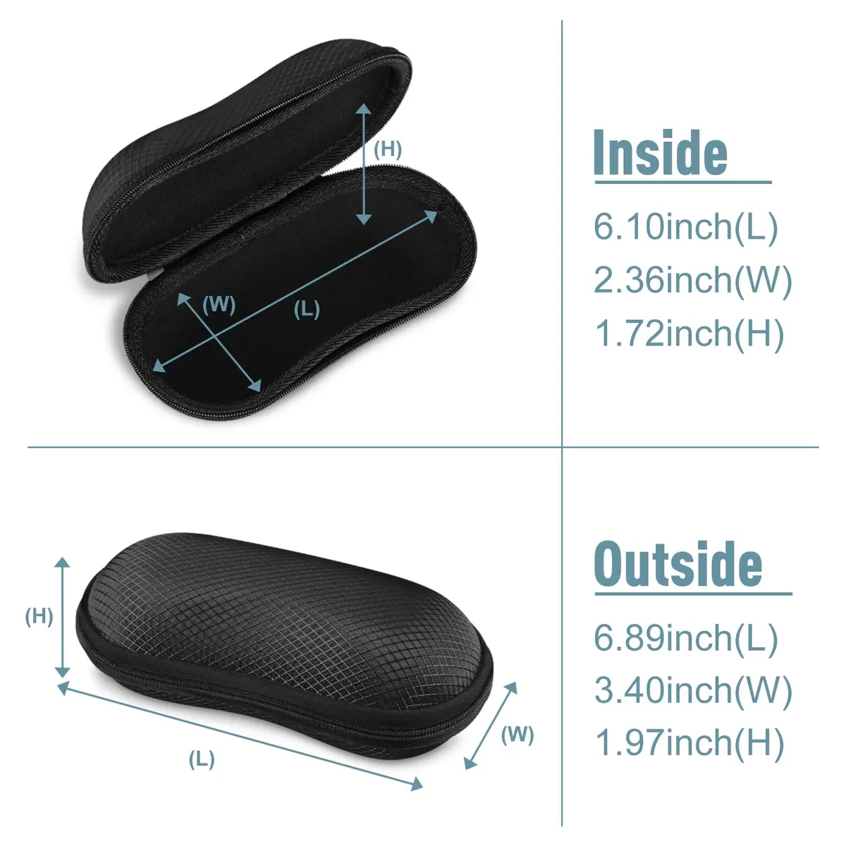 FINTIE Hard EVA Shell Sunglasses Case with Carabiner & Cleaning Cloth | Black - view 3