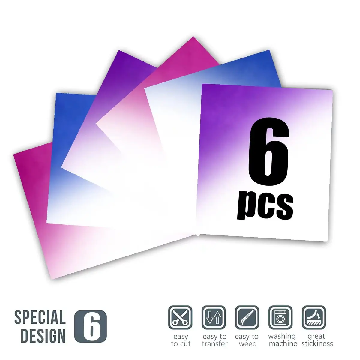 TransWonder UV Color Changing Puff Heat Transfer Vinyl 6 Sheets (12"x10") | 3D Puff Effect & Sunlight Color Change - view 4