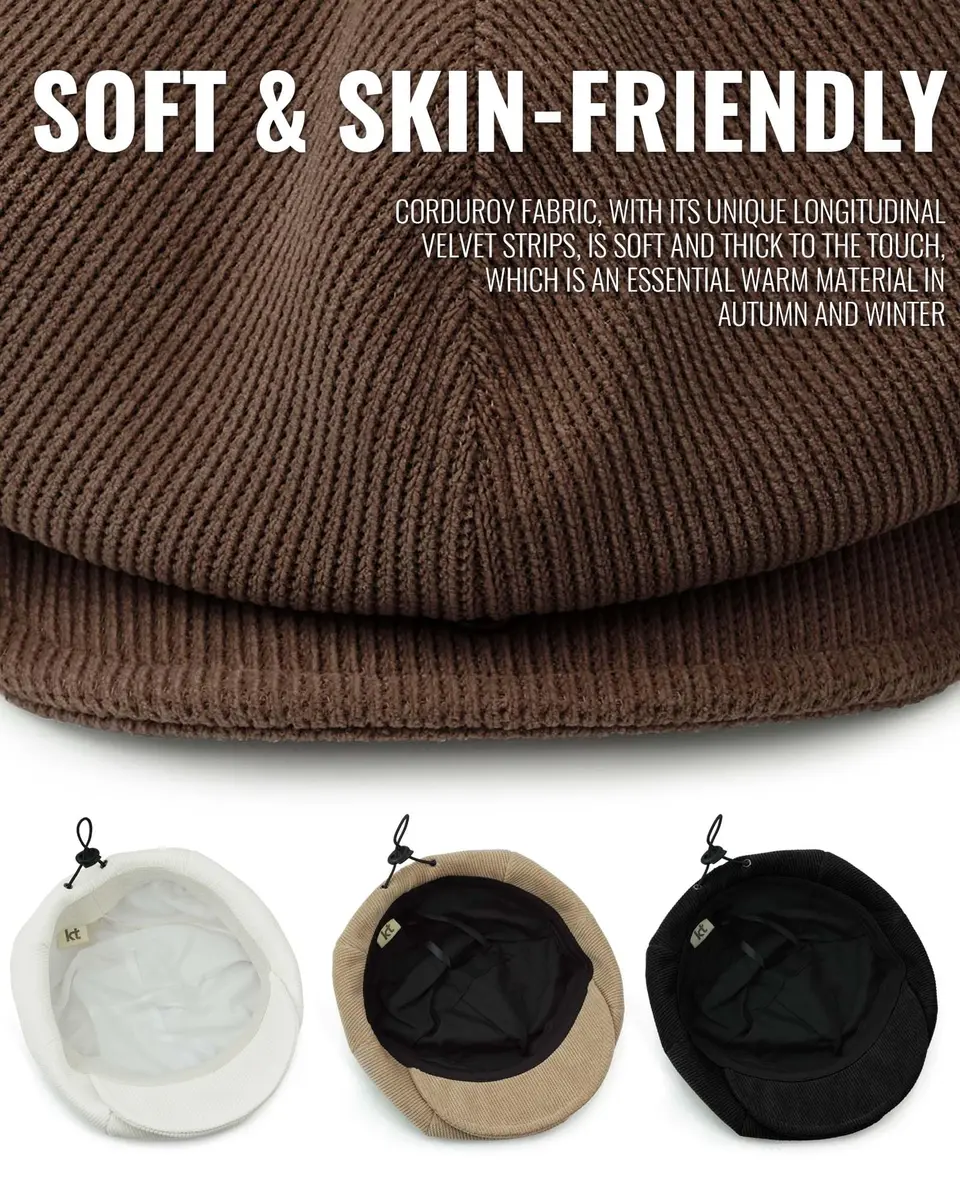 Croogo Baker Boy Newsboy Cap Beige | Classic Adjustable Apple Hat for Men & Women - view 6