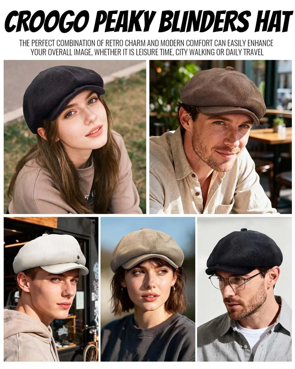 Croogo Baker Boy Newsboy Cap Beige | Classic Adjustable Apple Hat for Men & Women - view 7