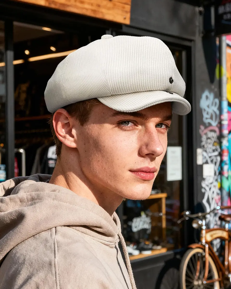 Croogo Baker Boy Newsboy Cap Beige | Classic Adjustable Apple Hat for Men & Women - view 2