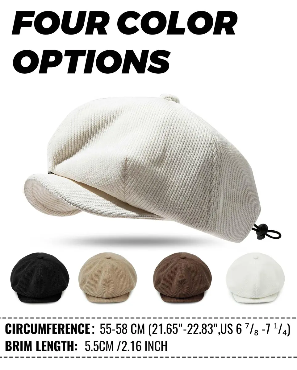 Croogo Baker Boy Newsboy Cap Beige | Classic Adjustable Apple Hat for Men & Women - view 3