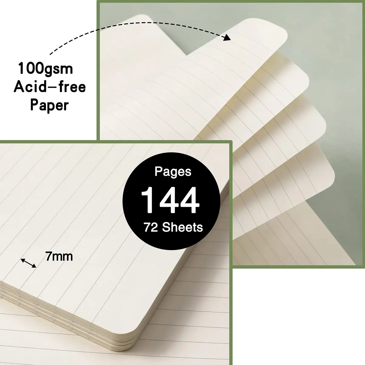 URSUNSHINE Ruled Notebook/Journal - Classic Lined Hardcover 5.3" x 8.26" | Durable & Portable - view 5