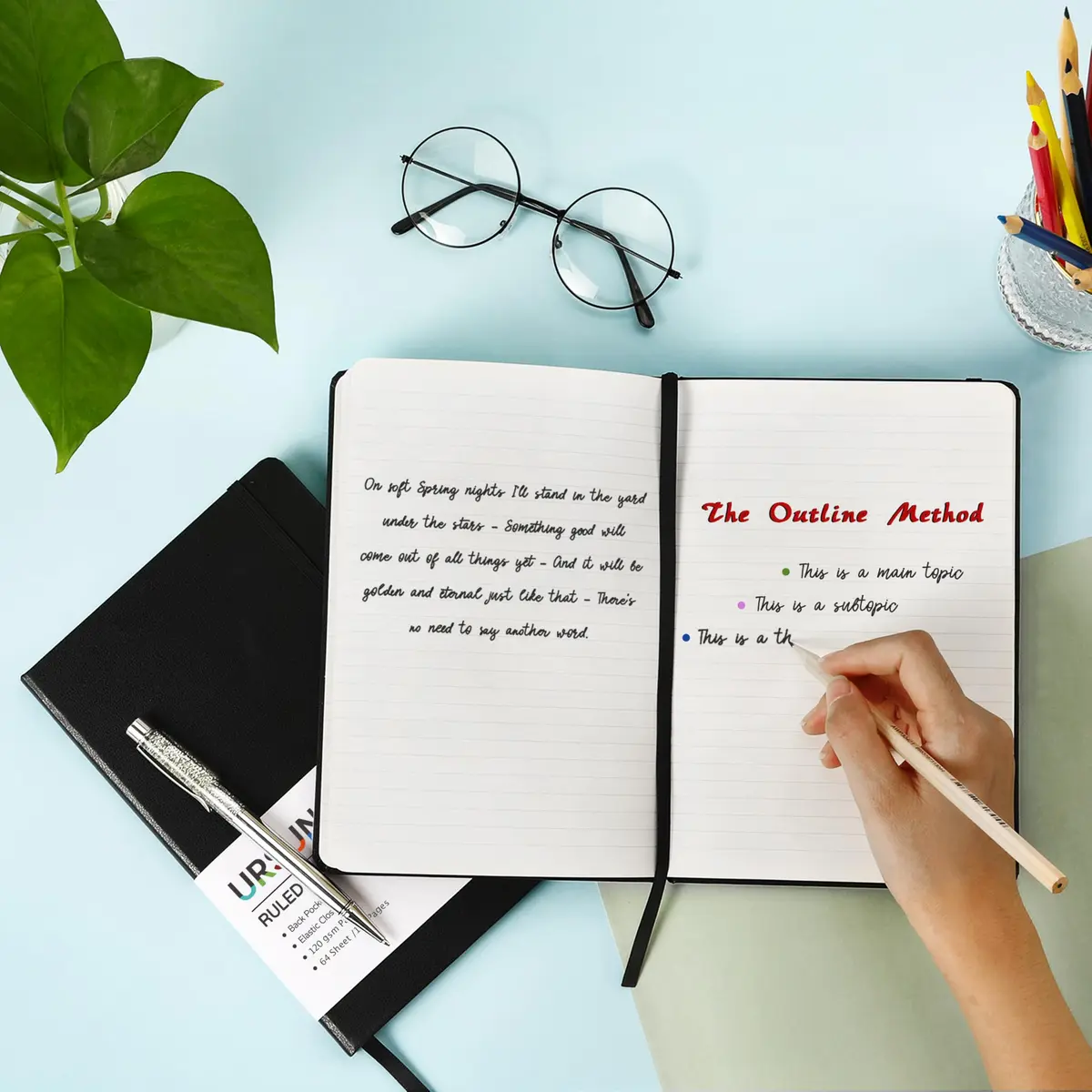 URSUNSHINE Ruled Notebook/Journal - Classic Lined Hardcover 5.3" x 8.26" | Durable & Portable - view 7