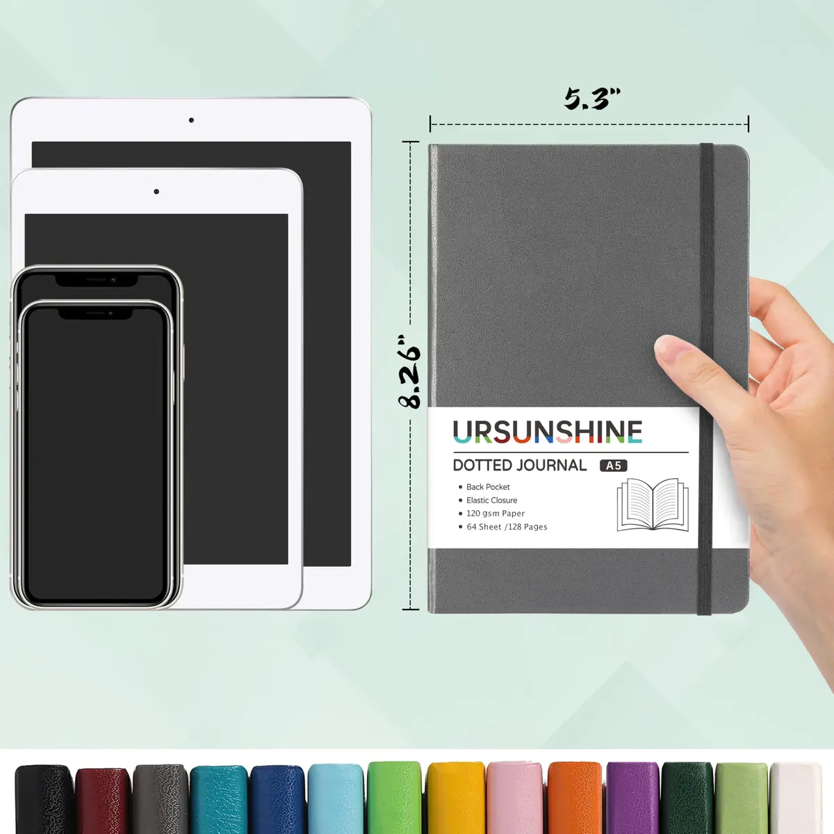 URSUNSHINE Ruled Notebook/Journal - Classic Lined Hardcover 5.3" x 8.26" | Durable & Portable - view 2