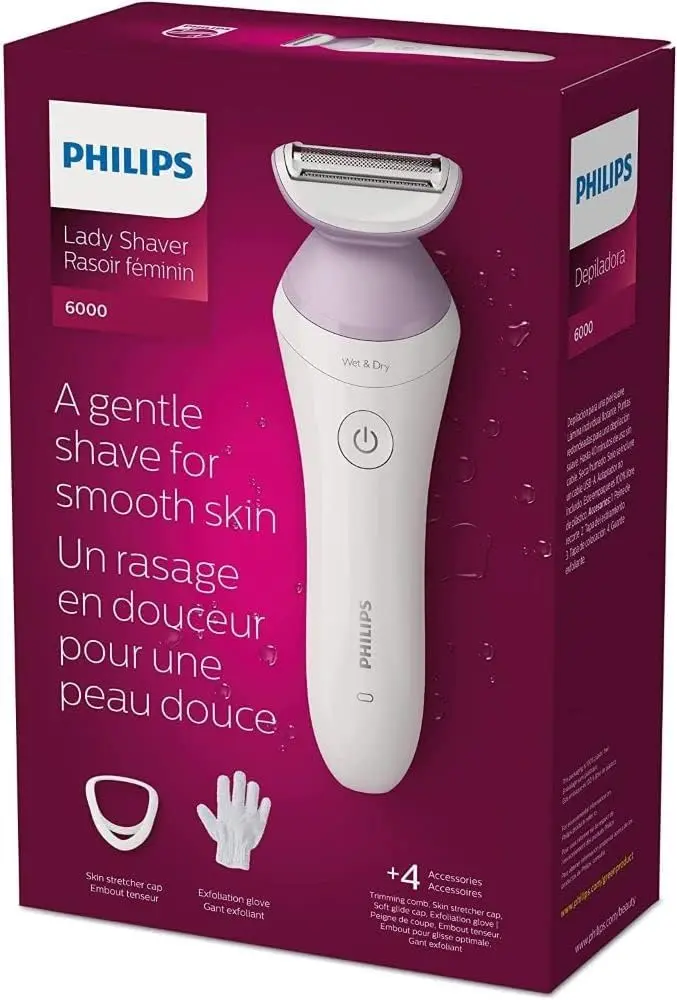 Philips Beauty Lady Electric Shaver Series 6000 4 Accessories Cordless | Gentle & Wet & Dry Use - view 6