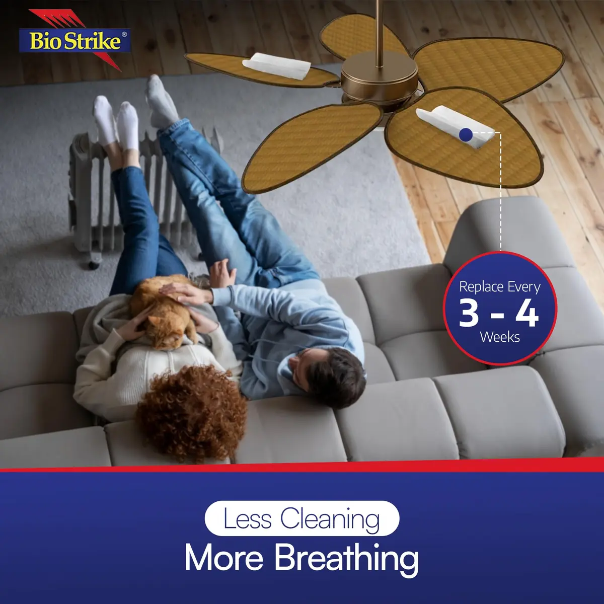 BioStrike Ceiling Fan Air Filter - Attachable Blade Cleaners | Easy-Install Dust Filters for 3-5 Blade Fans, Made in USA - view 7