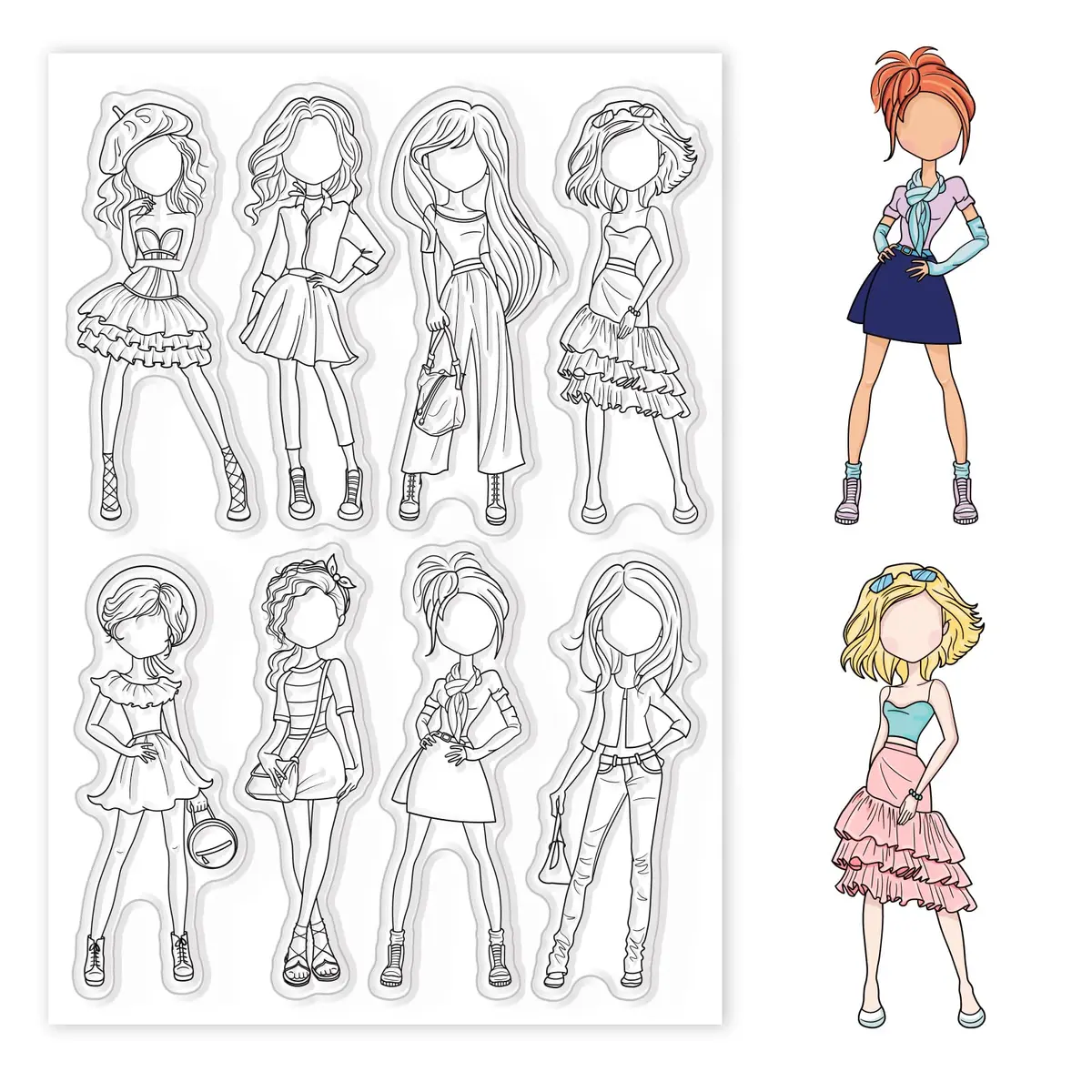 GLOBLELAND Fashion Woman Clear Stamp Skirt Silicone Clear Stamp 4.3 x 5.8 inches | DIY Scrapbook & Card Making - main product image