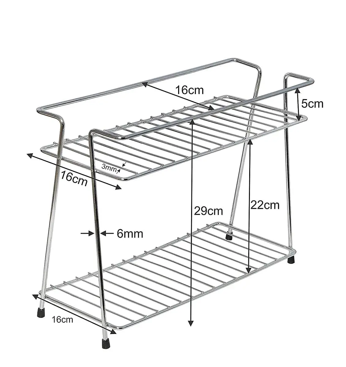 12FOR COLLECTION Stainless Steel 2-Tier Trolley Spice Rack | 49cm (19.3in) Kitchen Organizer - view 5