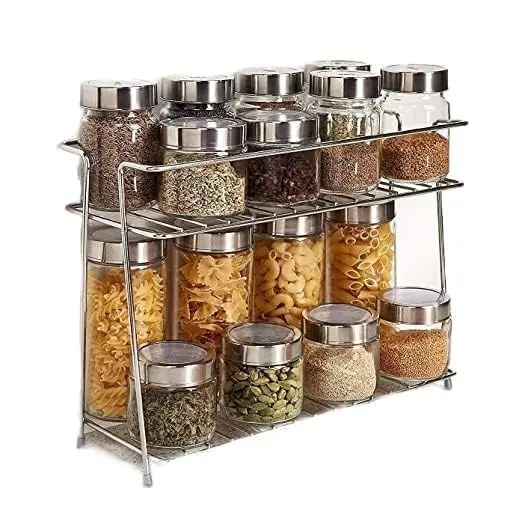 12FOR COLLECTION Stainless Steel 2-Tier Trolley Spice Rack | 49cm (19.3in) Kitchen Organizer - view 3